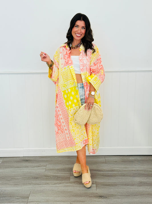 POL Lemon Multi Floral Print Midi Dress (OS)