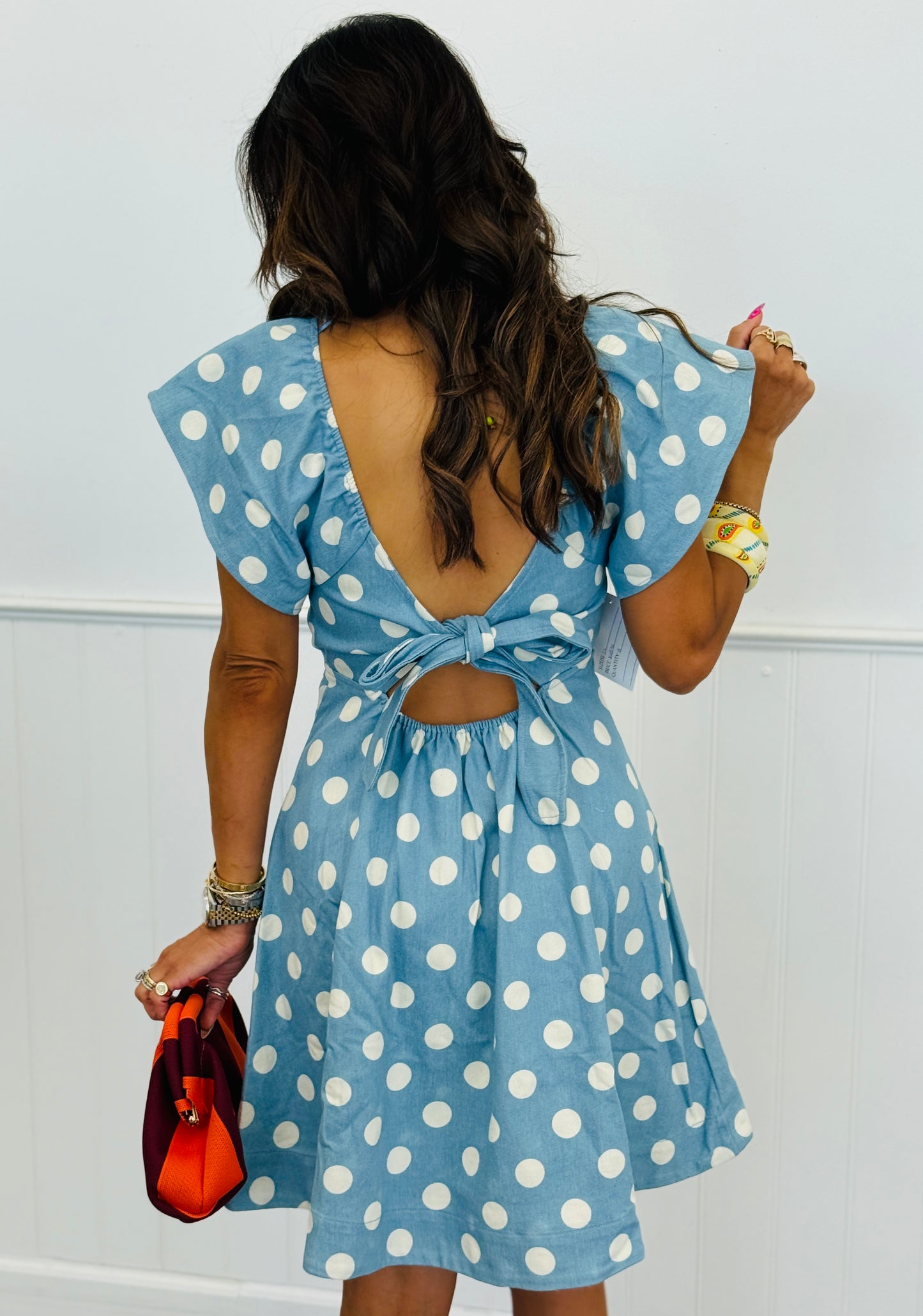 Denim Blue Polka Dot Daydreams Mini Dress (Reg.)