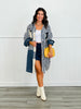 POL Navy Stripe Contrast Peace Marks Shacket (Reg.)