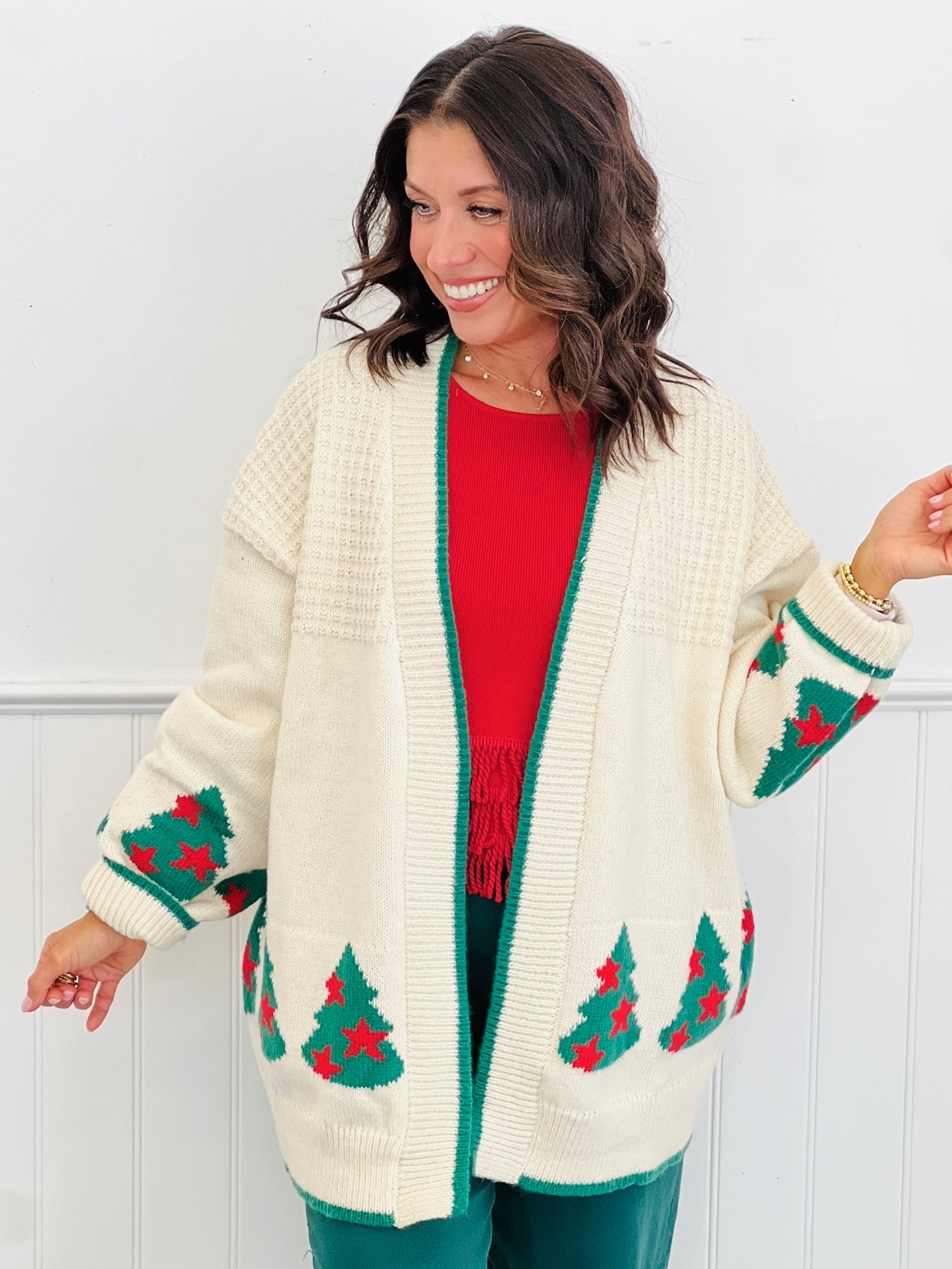 Red Triple Fringe Sleeveless Sweater Top (Reg.)