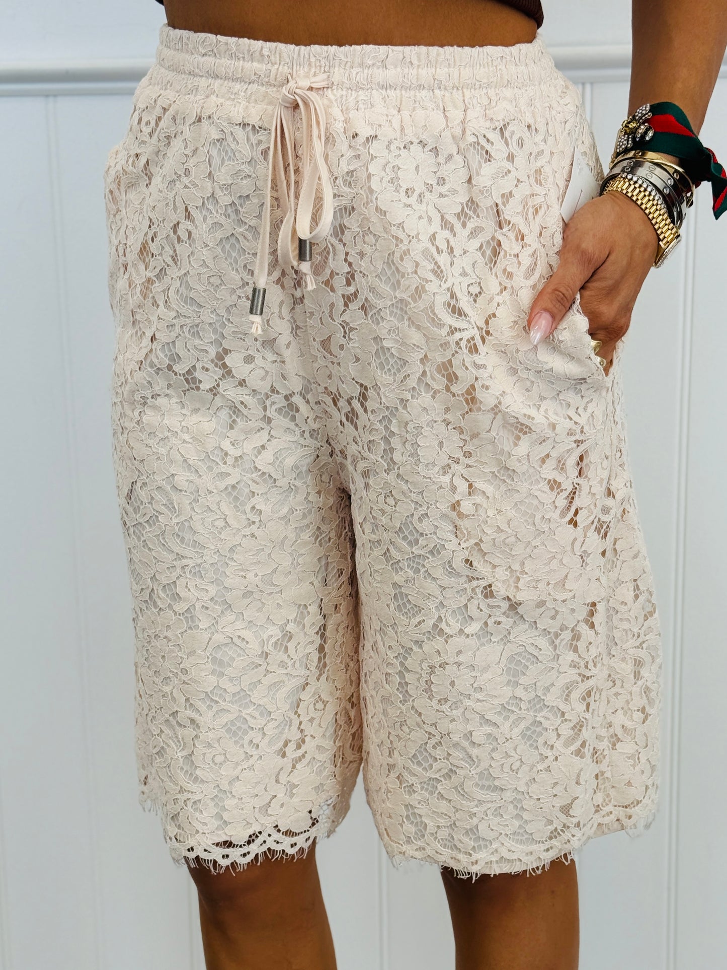 Elevated Lace Bermuda Shorts (Reg.)-2 Colors