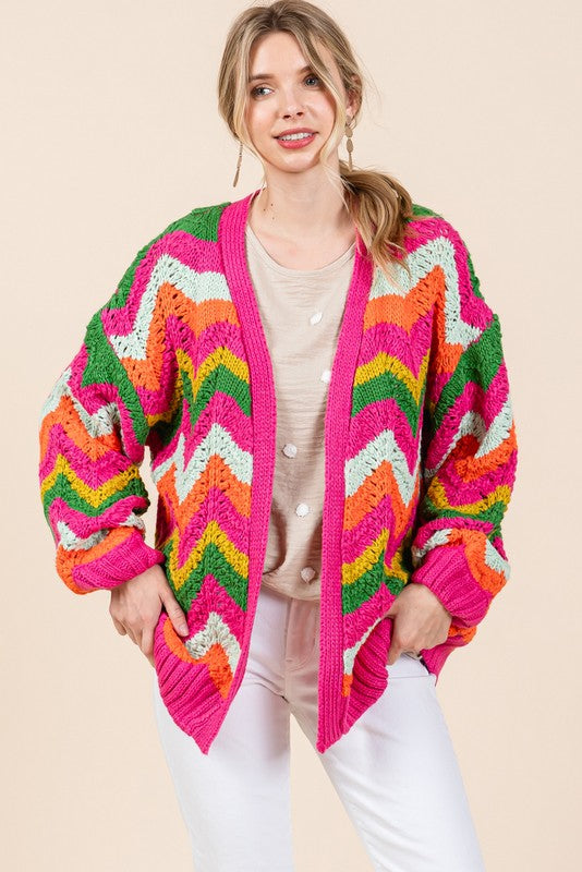 Rainbow Striped Knit Cardigan
