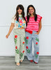 Striped Floral Embroidered Pants (Reg. and Plus) - 2 Colors