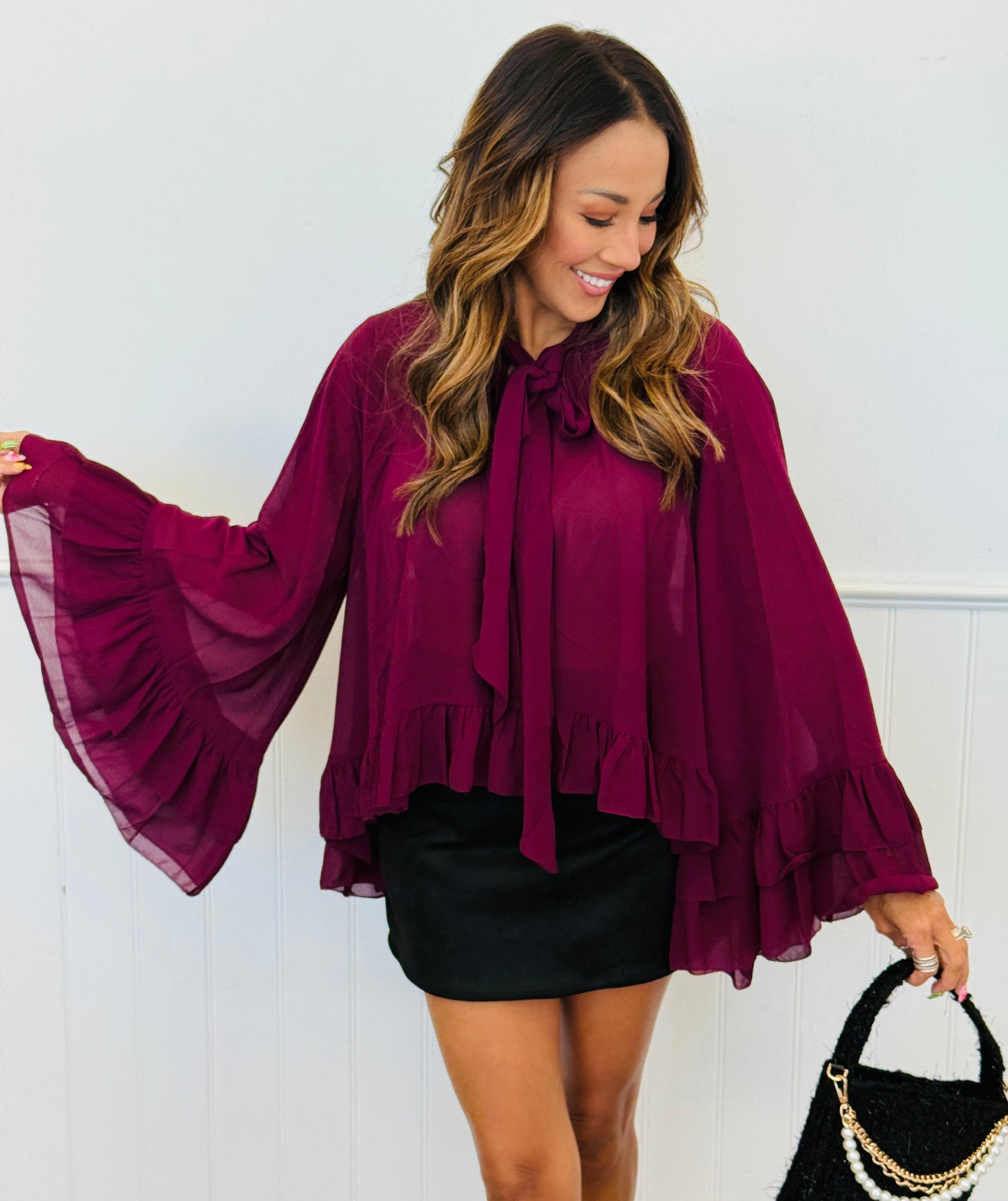 Ruffled Chiffon High Low Blouse Remix (Reg & Plus) - 2 Colors
