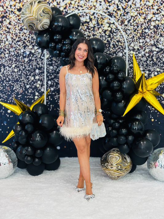 Champagne/Silver Sequin Mini Dress (Reg.)