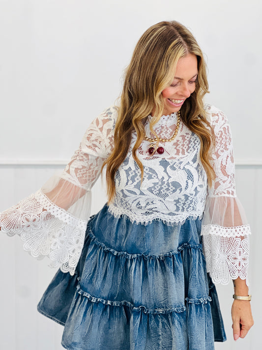 White Sheer Lace Top (Reg)