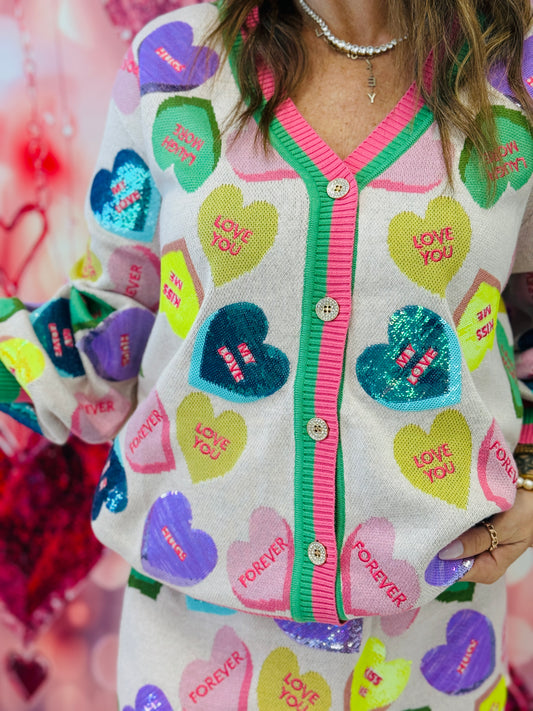 Queen Of Sparkles Pale Pink Candy Sweetheart Cardigan (Reg. and Plus)