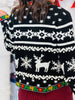Queen Of Sparkles Black & White Nordic Flower Reindeer Pearl Cardigan (Reg. and Plus)