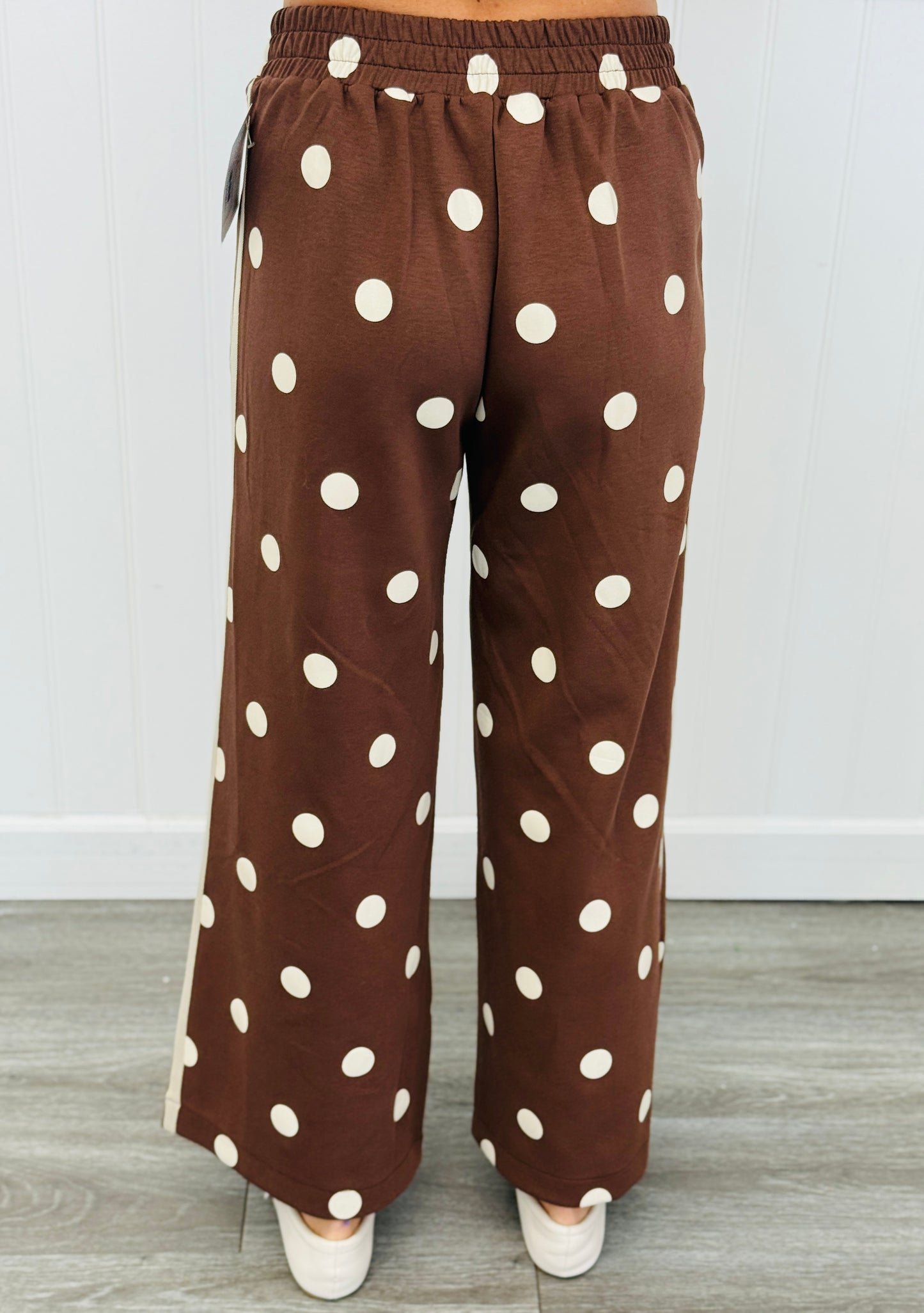 Brown Polka Dot Side Striped Pants (Reg.)