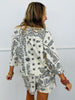 Cream Bandana Paisley Print Henley Top & Shorts Set (Reg.)