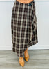 Dark Walnut Combo Plaid Wrap Midi Skirt (Reg & Plus)