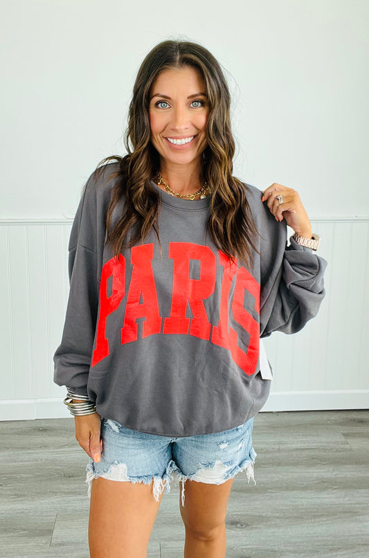 Paris Graphic French Terry Oversized Top (Reg.)