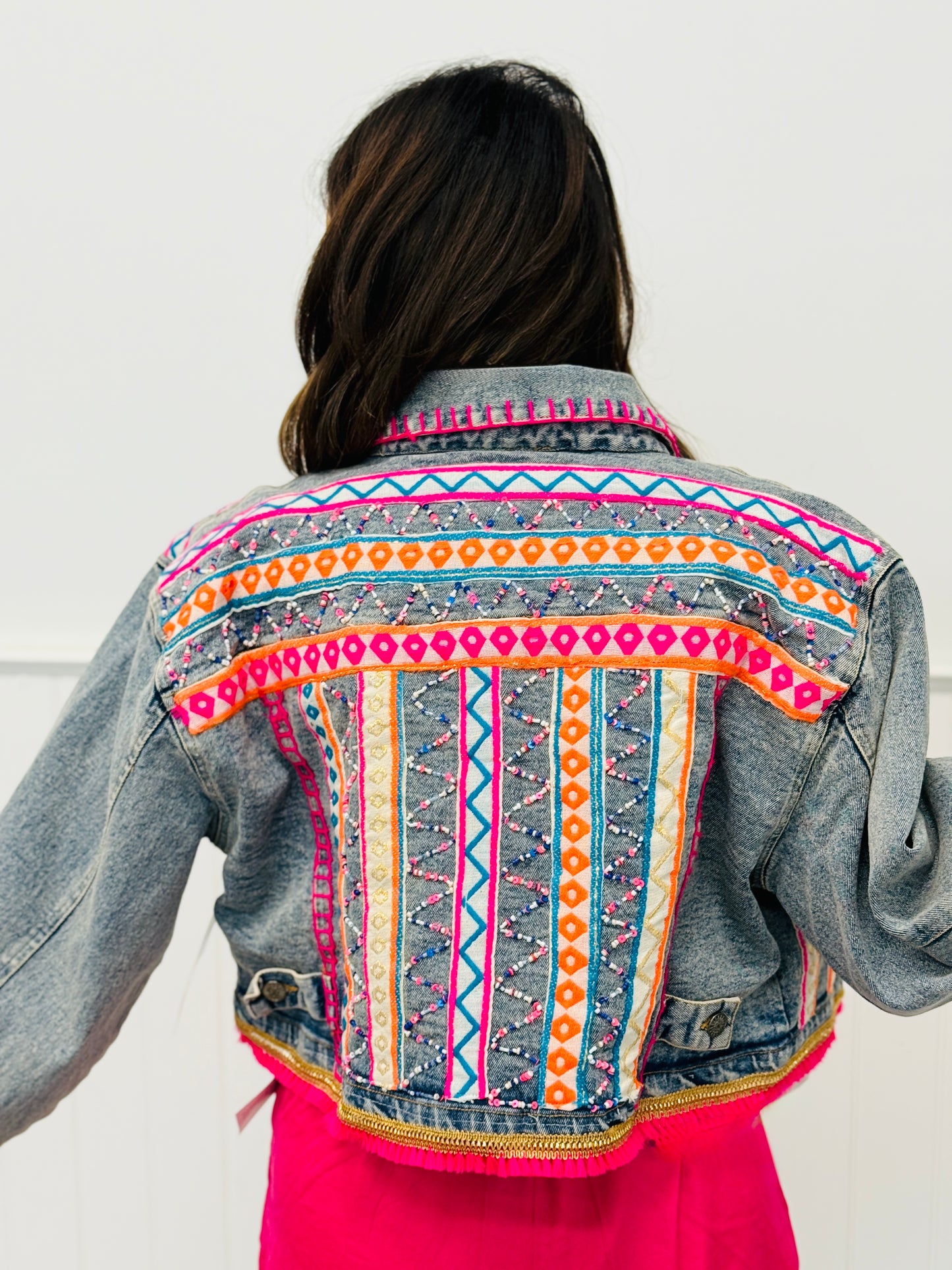 POL Denim Embroidered Aztec Design Jacket (Reg.)