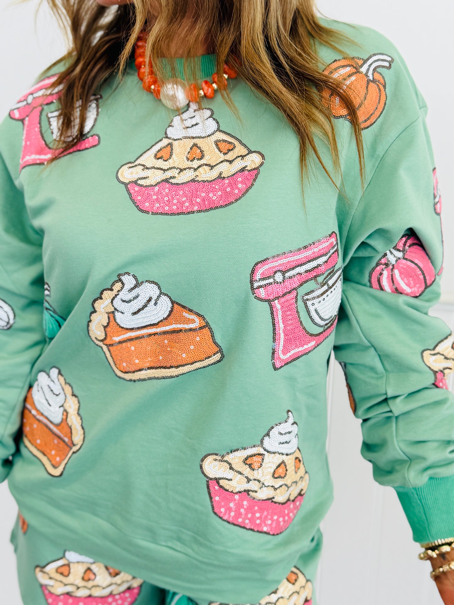 Piece Of Pie Sequin Sweatshirt (Reg. and Plus)