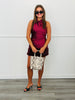 Burgundy Fur Trim Halter Neck Satin Mini Dress (Reg.)