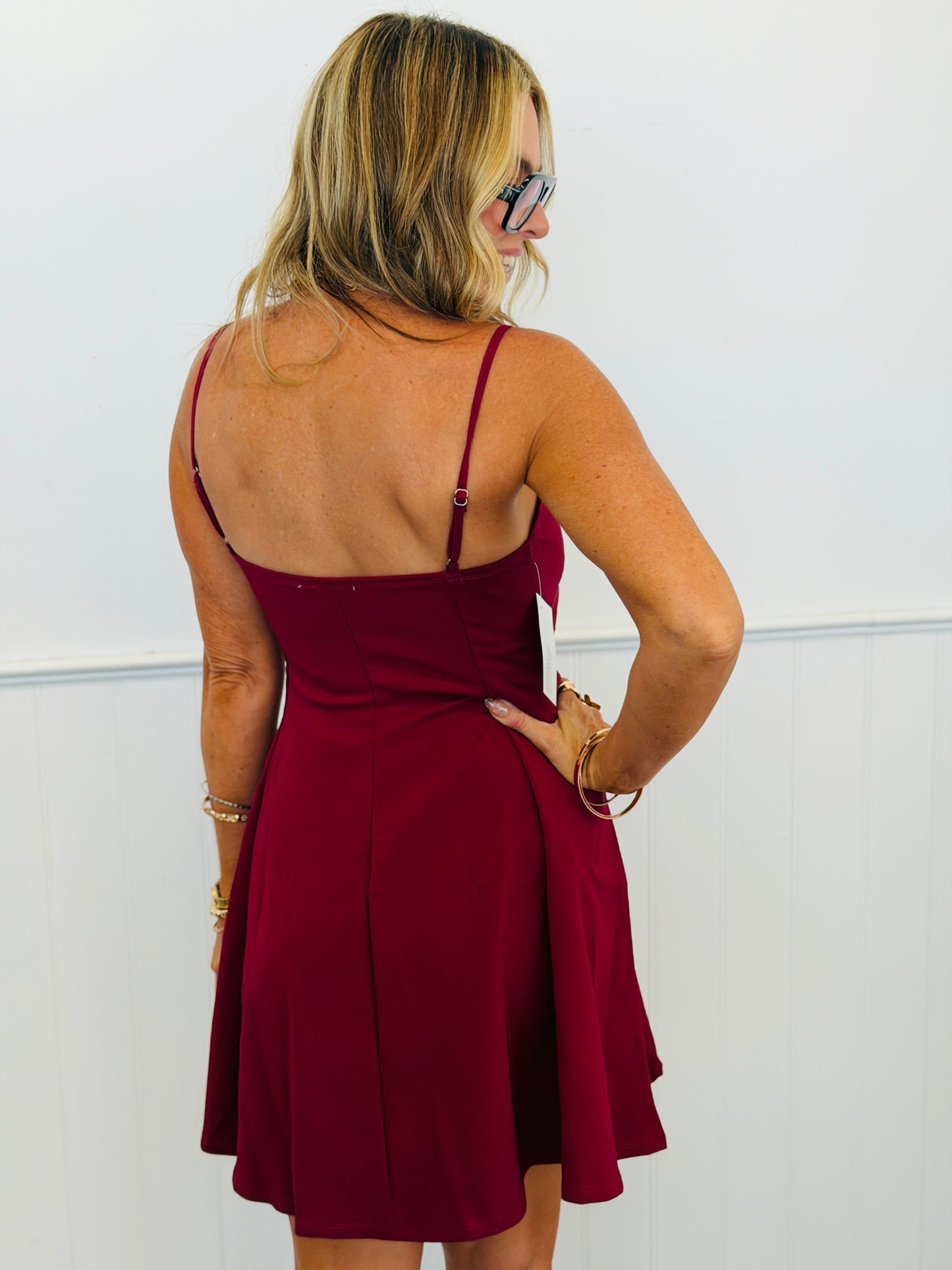 Burgundy Peplum Mini Dress (Reg.)