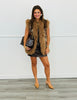Brown Tapestry Fur Trim Vest Top (Reg & Plus)