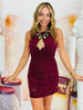 Wine Laser Cut Floral Suede Romper (Reg & Plus)