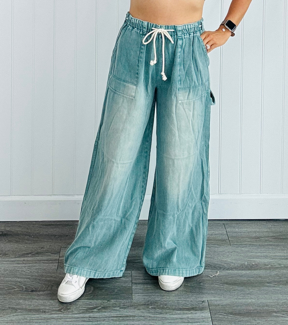 Washed Forest Wide Denim Pants (Reg)