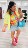 Rainbow Plaid Print Mesh Top (Reg & Plus)