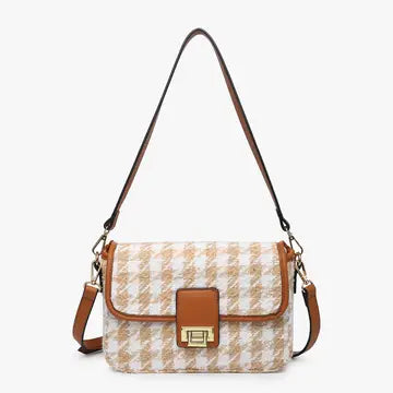Elodie Houndstooth Gold Accent Crossbody (2 Colors)