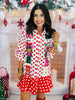 Queen Of Sparkles  Red & White Polka Dot Metallic Nutcracker Dress (Reg. and Plus)