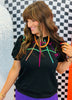Black Sequin Spider Web Puff Sleeve Blouse (Reg. and Plus)