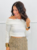 Off Shoulder Knit Long Sleeve Top (Reg.) - 2 Colors