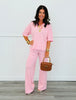Pink Textured Stripe Top & Pant Set (Reg.)