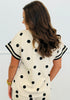 Oatmeal Polka Dot Half Zip Short Sleeve Top (Reg.)
