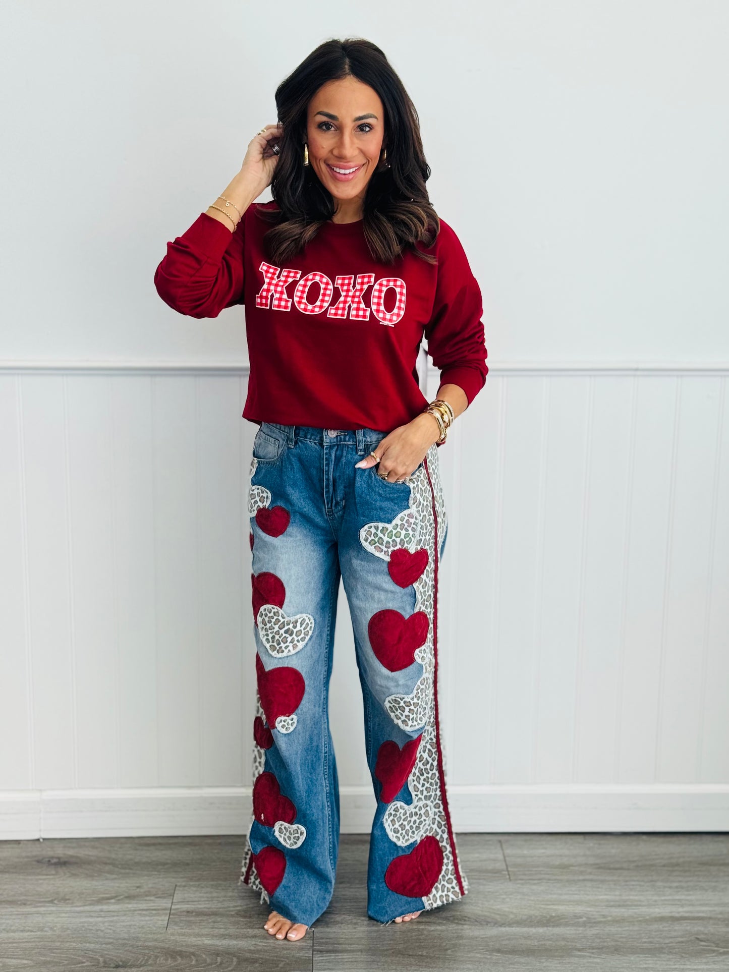 Oli & Hali Denim/Red Heart & Leopard Jeans (Reg.)