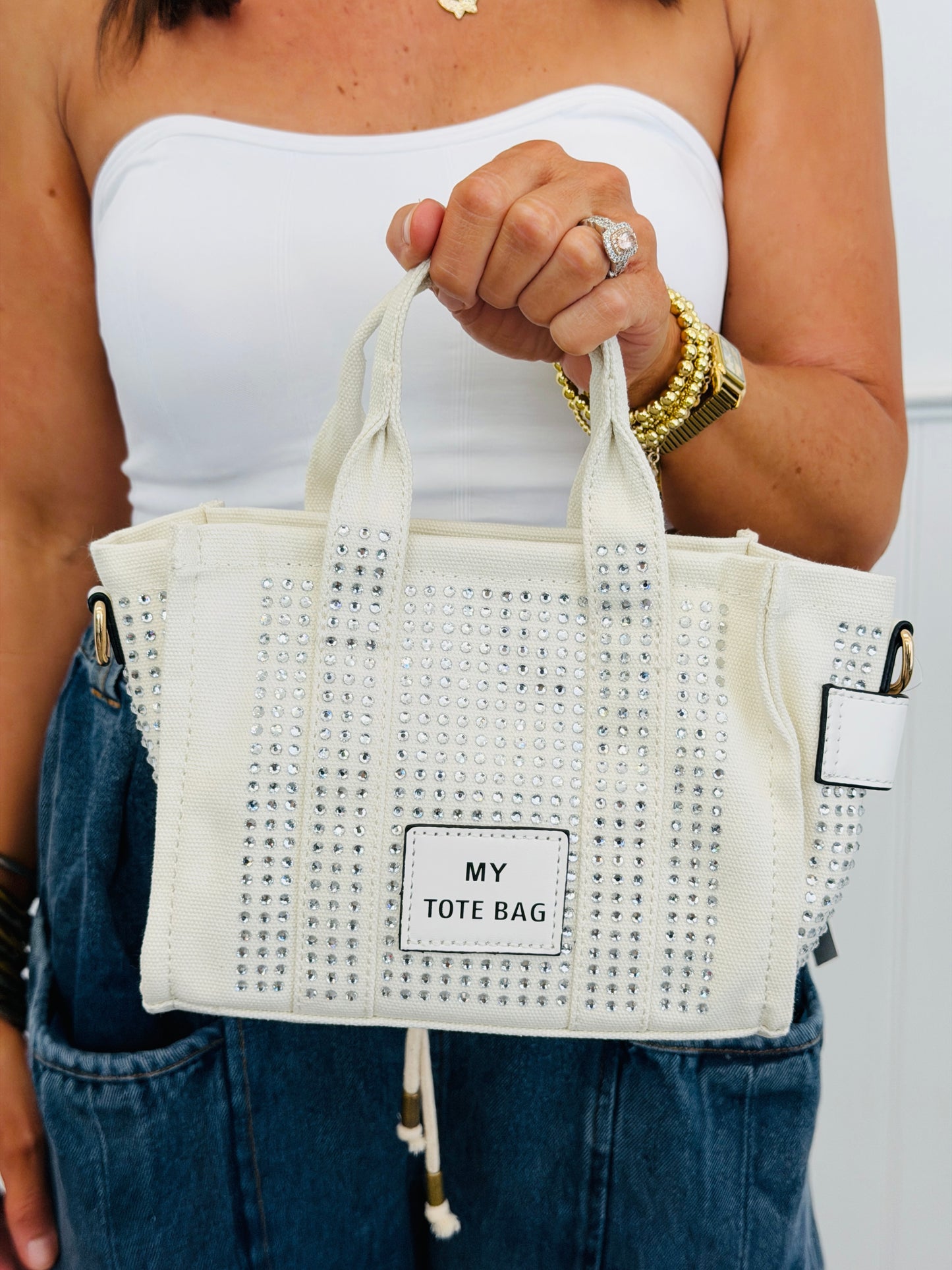 Jeweled Mini Canvas Tote Bag (6 colors)