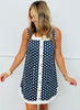 Navy Polka Dot Button Down Mini Dress (Reg.)