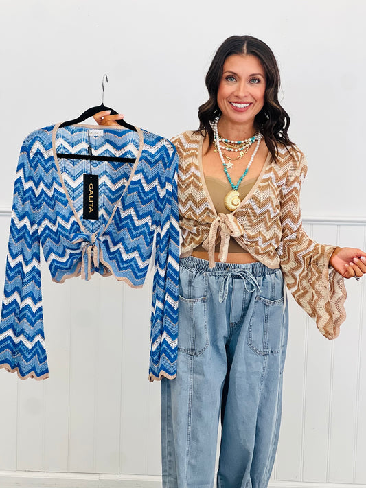 Wavy Stripes Crochet Cardigan (Reg.) - 2 Colors