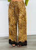 Taupe Deer Print Lace Hem Drawstring Pants (Reg.)