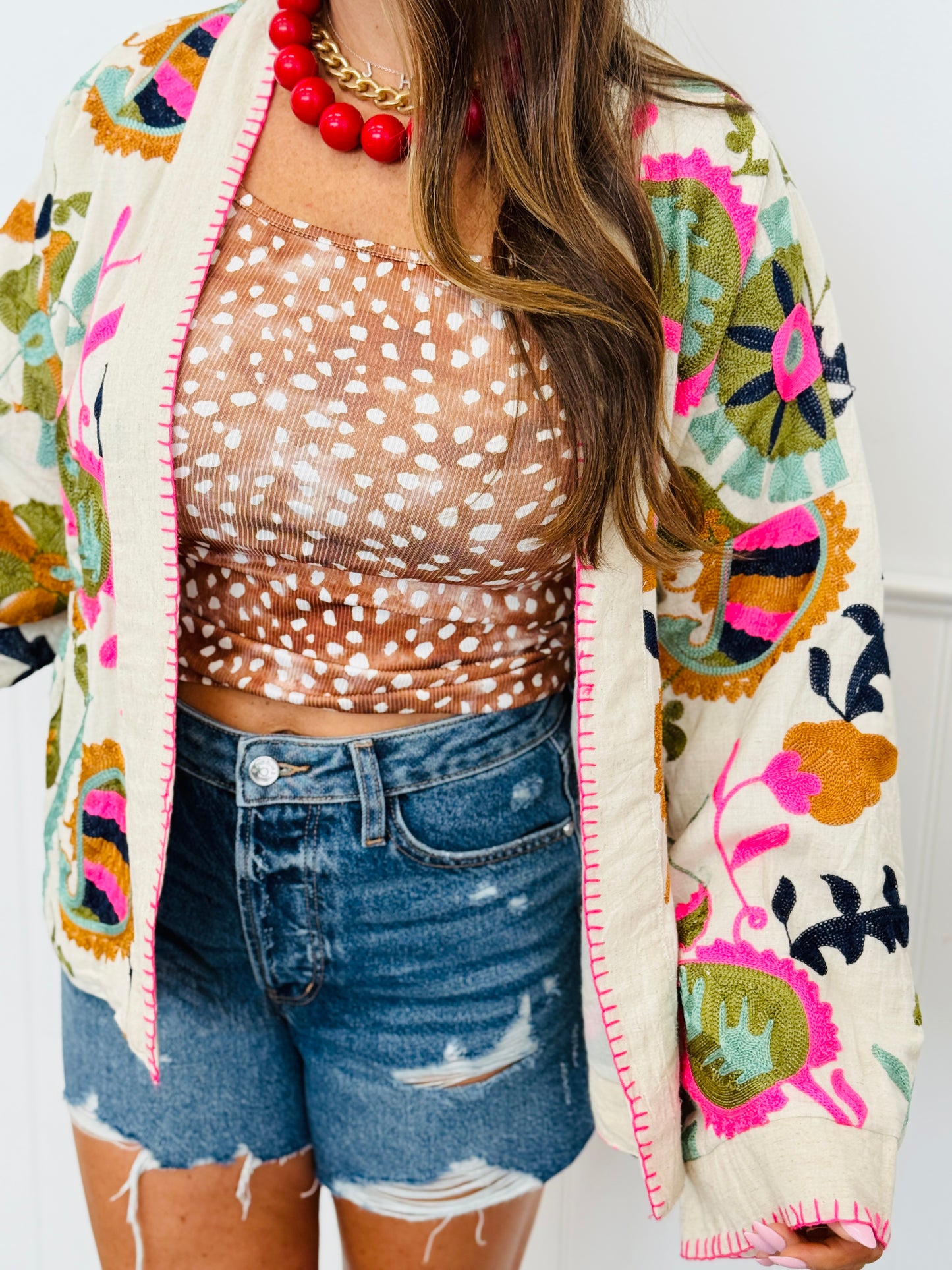 Deer Print Square Neck LS Top (Reg. and Plus)