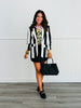 Black White Vertical Stripe Relaxed Blazer (Reg. & Plus)