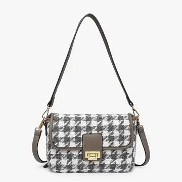 Elodie Houndstooth Gold Accent Crossbody (2 Colors)