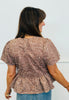 Brown Ecru Spotted Peplum Top (Reg.)