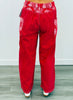 POL Red Paisley Contrast Relaxed Pants (Reg.)