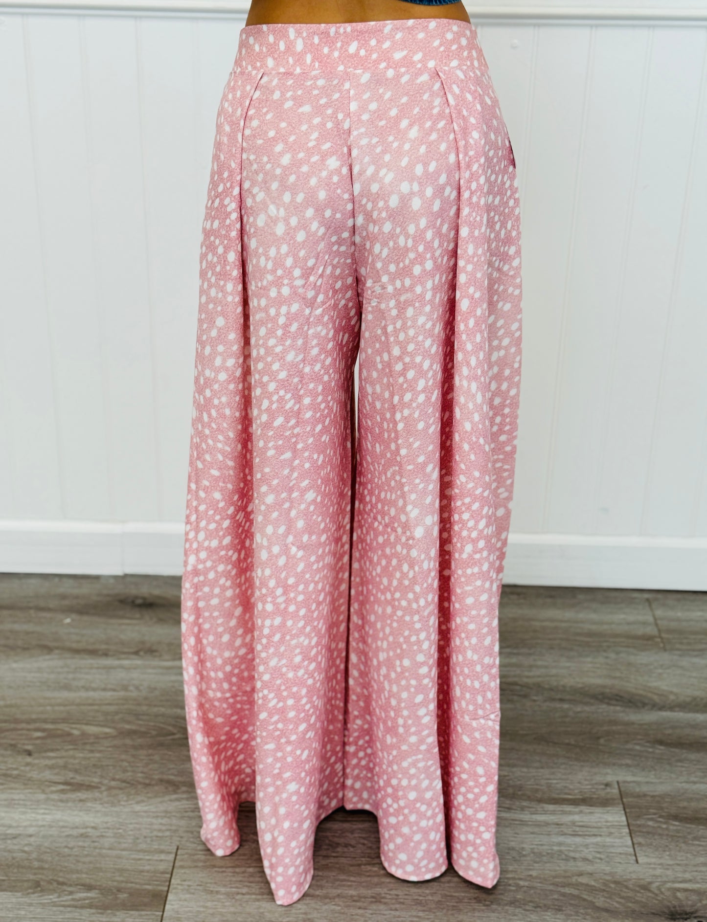 Light Pink Deer Print Palazzo Pants (Reg. and Plus)