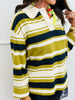 Olive Striped Lace Trim Collar Rugby Top (Reg.)