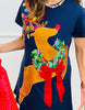 Queen Of Sparkles Navy Rhinestone Rudolph Tee Dress (Reg. and Plus)