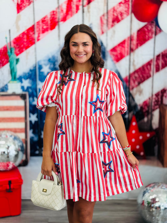 Stars & Stripes Mini Dress (Reg & Plus)