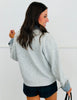 Grey Denim Trim Button Down Sweater Cardigan (Reg & Plus)