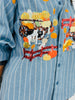 Queen Of Sparkles Denim Striped Pumpkin Farm Button Up Top (Reg. and Plus)
