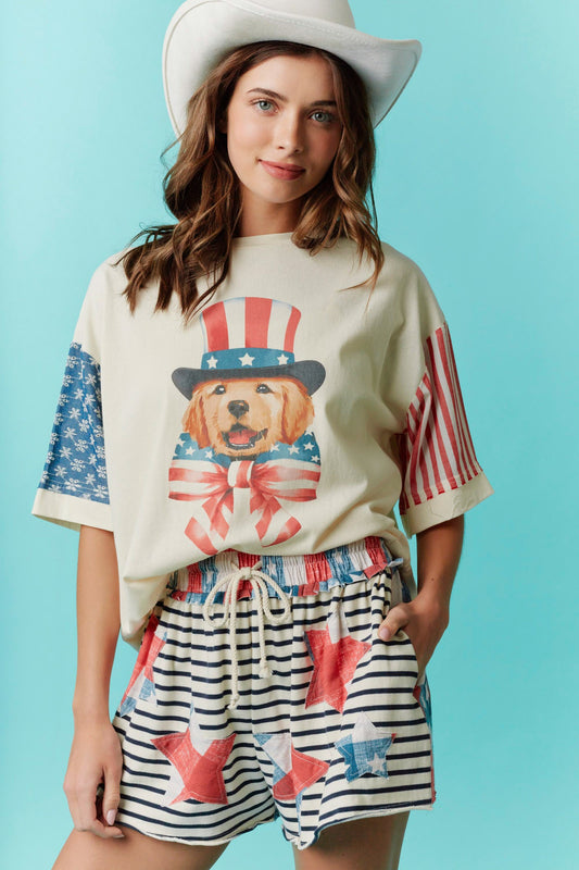 Ivory Americana Puppy Graphic Tee (Reg.)