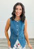 Button Down Sleeveless Denim Top (Reg.)
