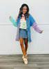 Lavender/Blue Contrast Paisley Cardigan  (Reg & Plus)