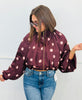 Burgundy/Pink Polka Dot Bubble Jacket (Reg & Plus)